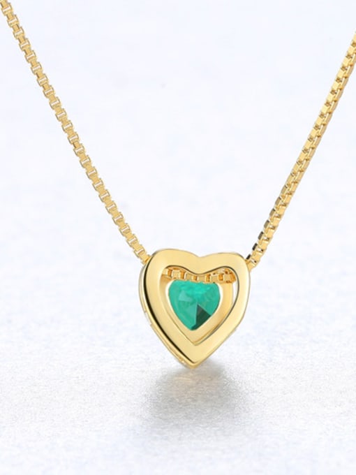 Green DG-20D12 Sterling silver minimalist heart-shaped semi-precious stones necklace