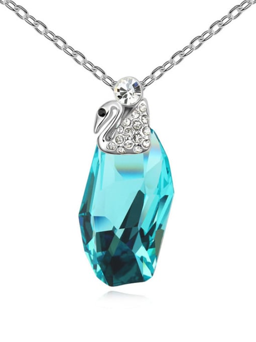 Light Blue Fashion Clear austrian Crystal Little Swan Alloy Necklace