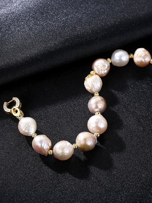 CCUI Pure silver plating 18K-gold Baroque natural pearl bracelet 0