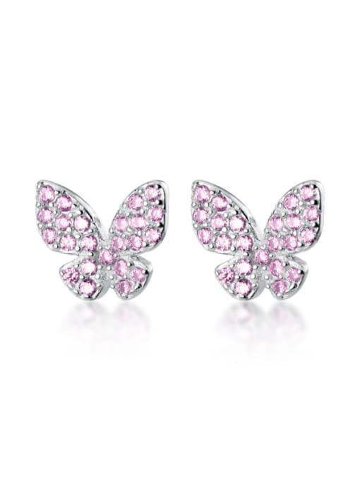 Rosh 925 Sterling Silver With Platinum Plated Cute Bowknot Stud Earrings