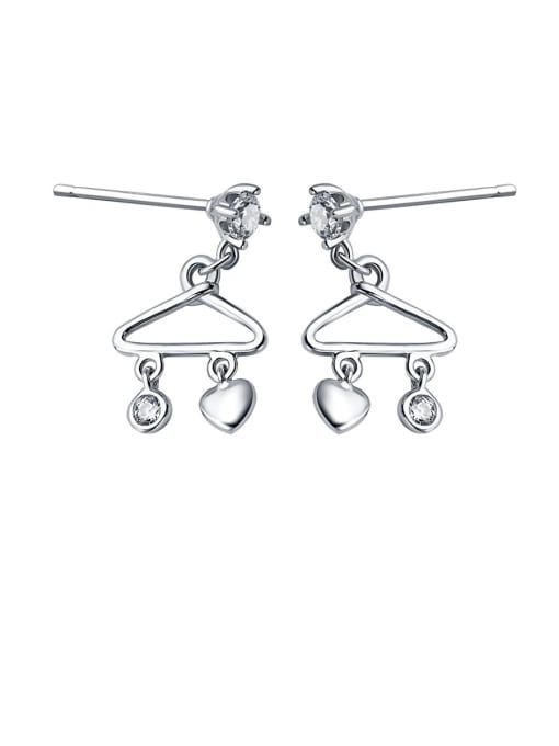 sliver 925 Sterling Silver With Glossy Fashion Triangle Drop Earrings
