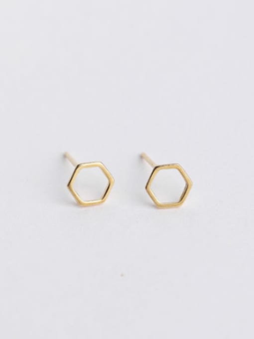 Gold Tiny Hollow Hexagon-shaped Stud Earrings