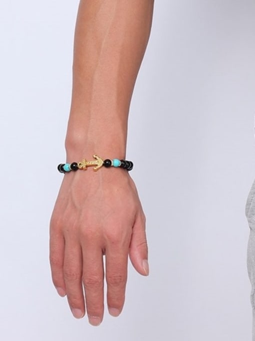 golden Delicate Gold Plated Anchor Shaped Turquoise Bracelet