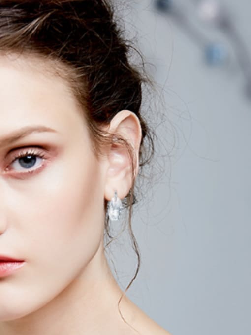CEIDAI Simple Clear austrian Crystal 925 Silver Stud Earrings 1