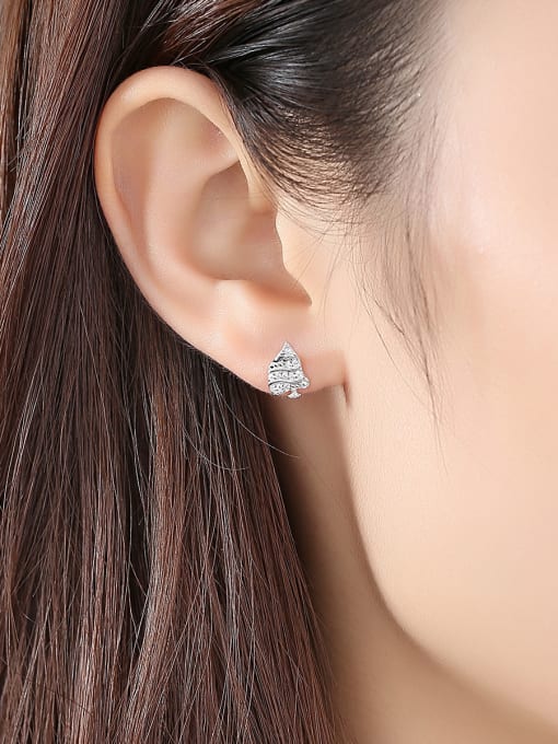 CCUI 925 Sterling Silver With  Cubic Zirconia Personality Christmas Tree Stud Earrings 1