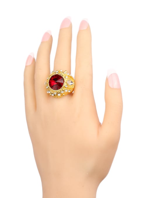 Gujin Personalized Exaggerated Crystals Gold Plated Alloy Ring 1
