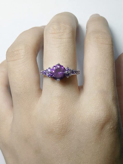 KENYON Fashion Cubic Purple AAA Zircon Copper Ring 1