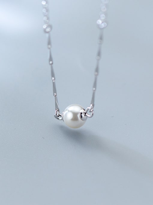 white Temperament Artificial Pearl S925 Silver Necklace