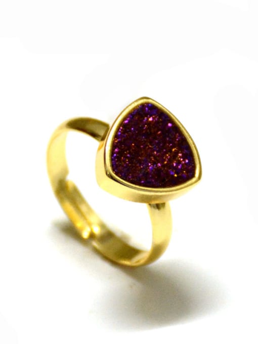 fuchsia Fashion Triangle Natural Crystal Opening Ring