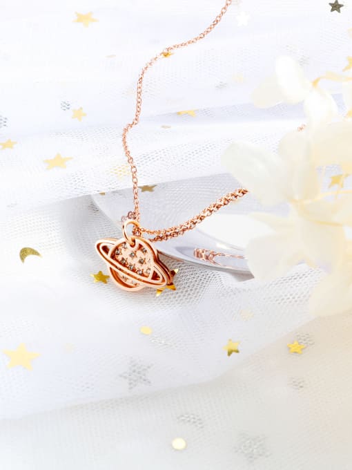 Open Sky Titanium With Rose Gold Plated Simplistic Star Necklaces 2