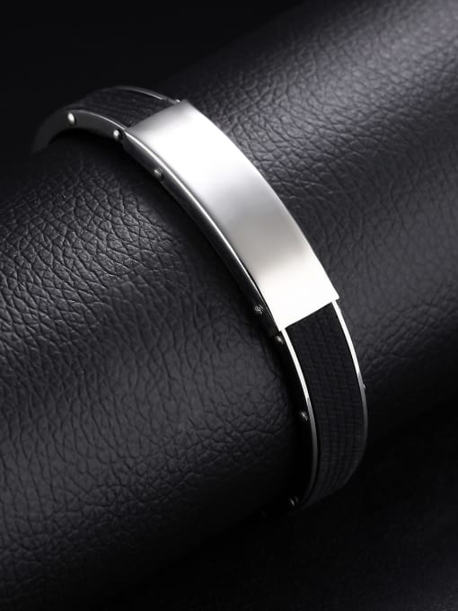 Open Sky Simple Titanium Artificial Leather Smooth Bracelet 2