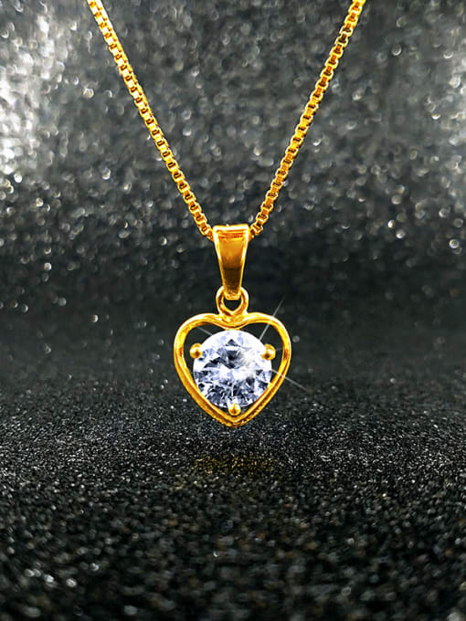 White Gold Plated Heart Shaped Zircon Necklace