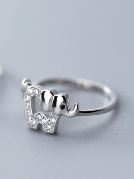 Rosh 925 Sterling Silver With Platinum Plated Cute Elephant Free Size Rings 1