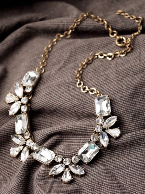 KM Alloy Gold Plated Retro Crystal Zircon Irregular  Necklace 2