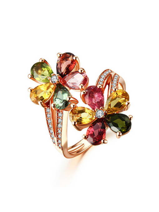 Deli Multi-color Gemstones Flower Cocktail Ring 2