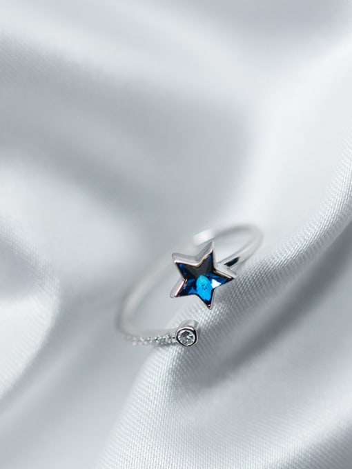 Rosh Elegant Blue Star Shaped Zircon Open Design Ring 0