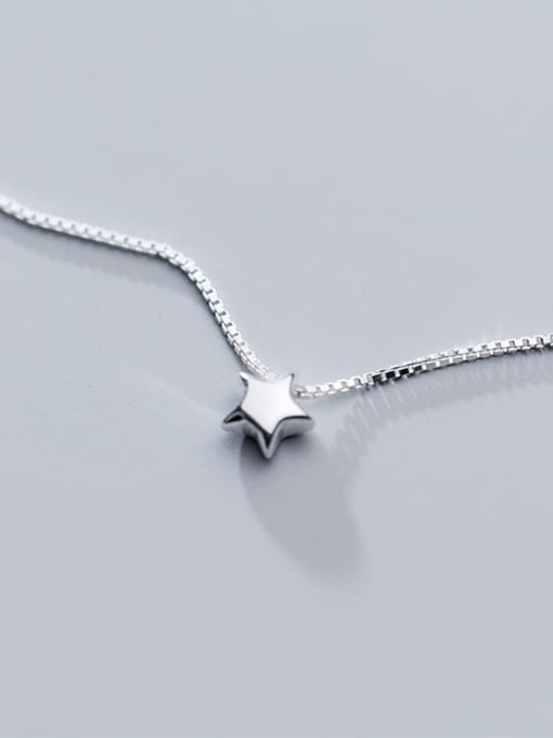 Rosh 925 Sterling Silver With Silver Plated Simplistic Five-pointed Star Necklaces 2