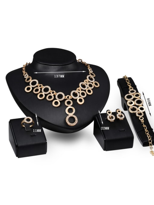 BESTIE 2018 Alloy Imitation-gold Plated Fashion Rhinestones Hollow Circles Four Pieces Jewelry Set 2