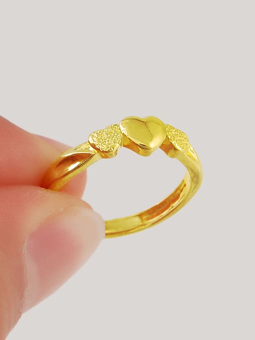 golden All-match Open Design Heart Shaped Gold Plated Copper Ring