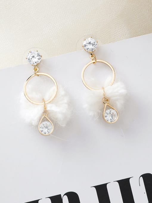 B white Alloy With Imitation Gold Plated Simplistic Bowknot Drop Earrings