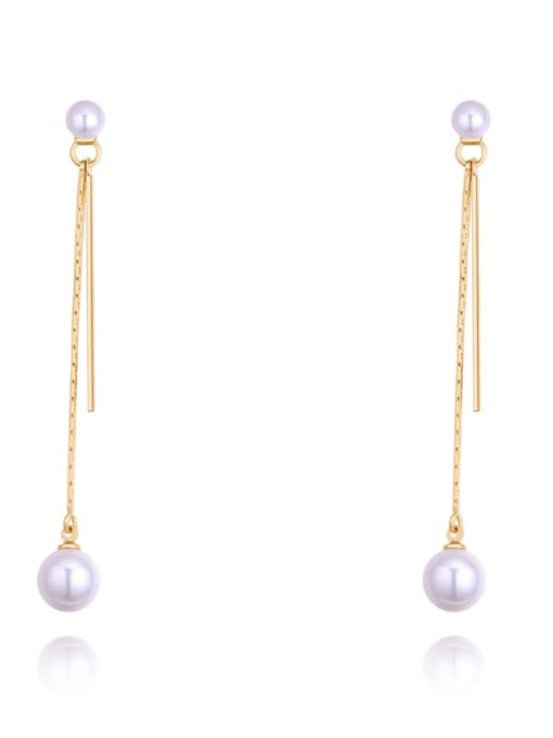 Champagne Gold Simple Imitation Pearls Alloy Plating Drop Earrings