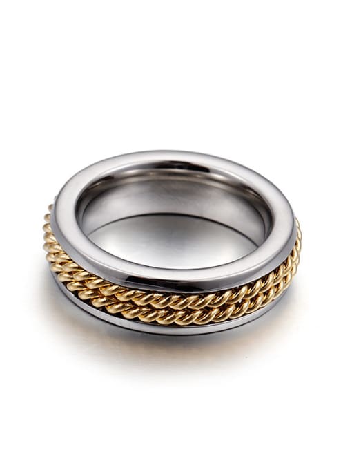 Steel color Stainless Steel With Gold Plated Trendy Rings