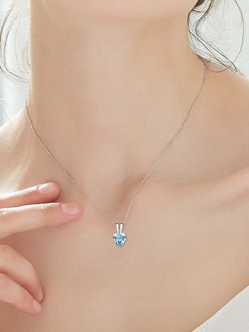 CEIDAI Simple Heart shaped Blue austrian Crystal Necklace 1