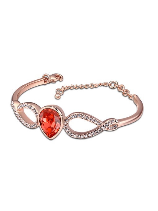 red Simple Rose Gold Plated Water Drop austrian Crystal Bracelet