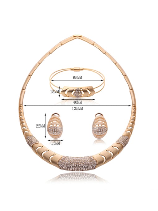 BESTIE Alloy Imitation-gold Plated Fashion Rhinestones Three Pieces Jewelry Set 2