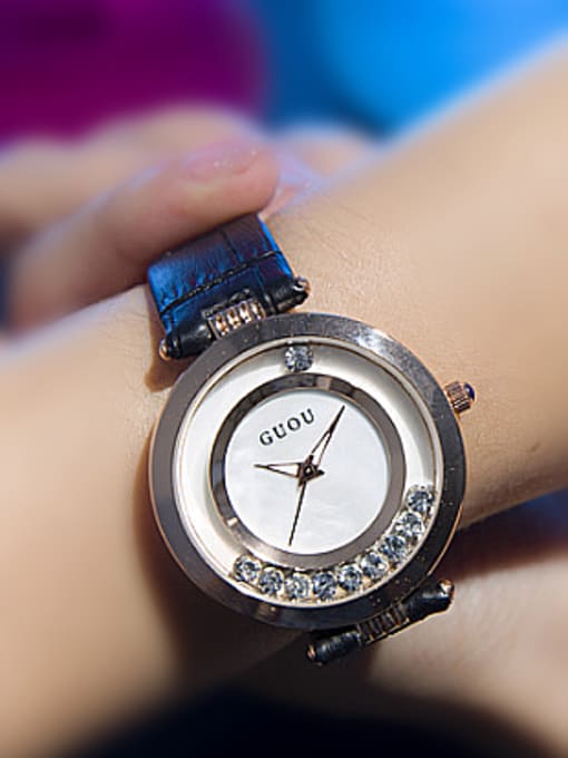 Black White GUOU Brand Fashion Numberless Watch