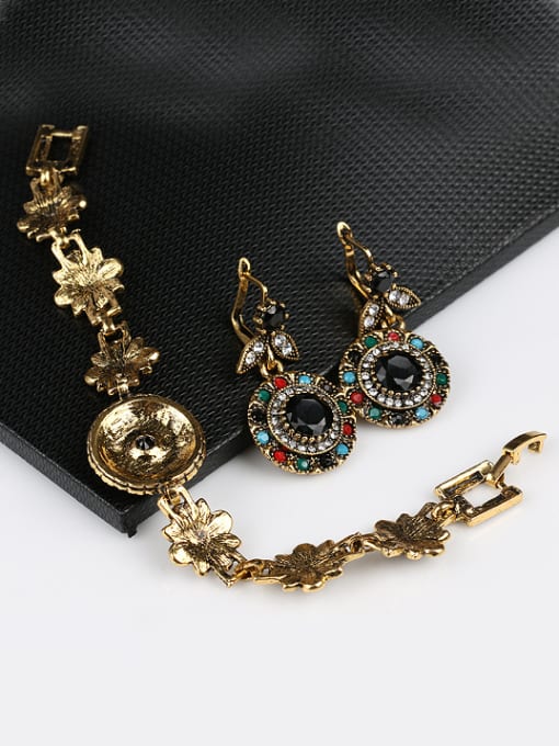 Gujin Classical Colorful Resin stones White Crystals Alloy Two Pieces Jewelry Set 1