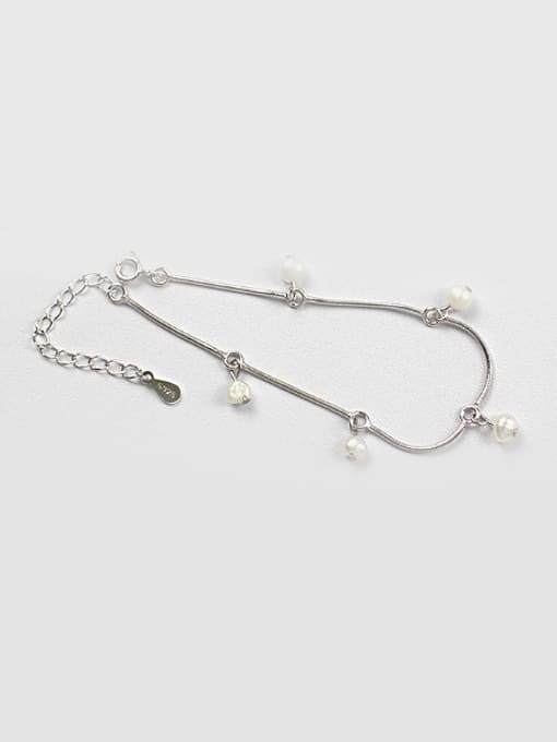 DAKA Simple White Artificial Pearls Silver Bracelet 0