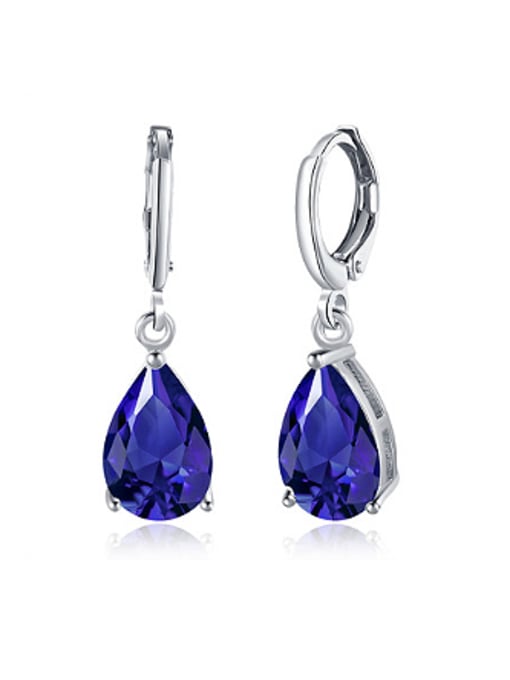 Blue Fashion Water Drop shaped Zircon Earrings