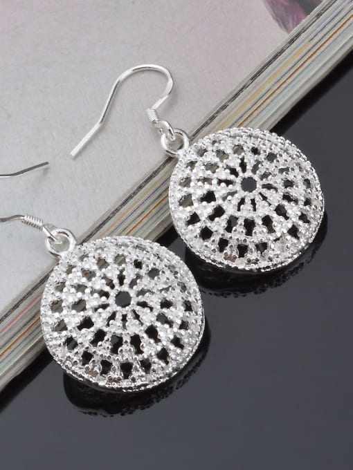 Ya Heng Round Shaped Micro Pave Zircons Hollow Drop Earrings 2