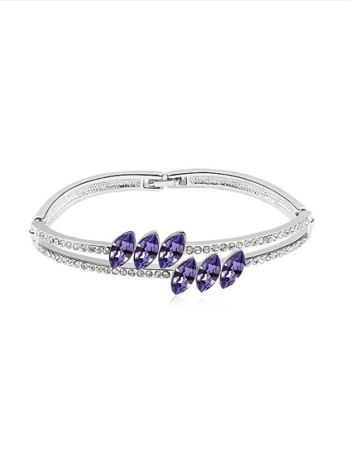 QIANZI Simple Two-band Marquise austrian Crystals Bracelet 3