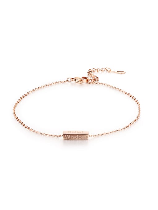 Open Sky Simple Rose Gold Plated Wisdom Titanium Anklet 0