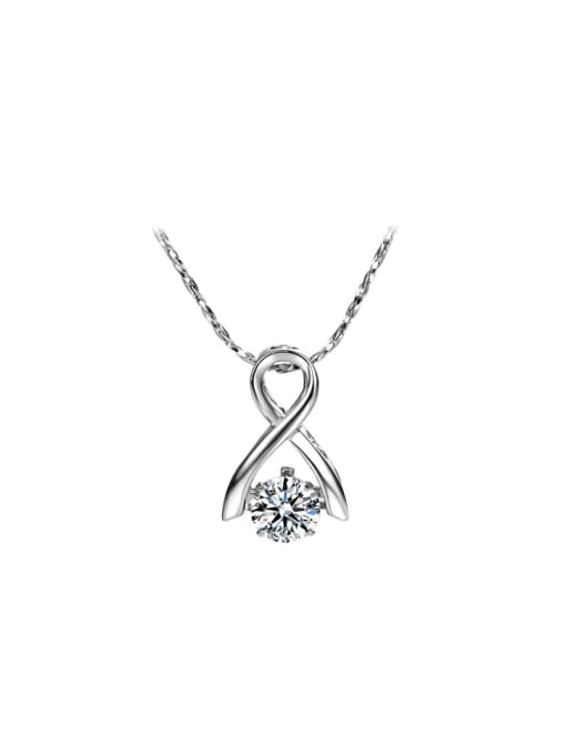 XP 2018 Copper Alloy White Gold Plated Fashion Simple Zircon Necklace 0