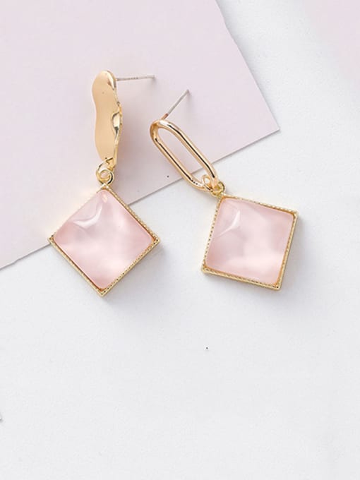 A Pink Alloy With Acrylic  Simplistic Square Drop Earrings