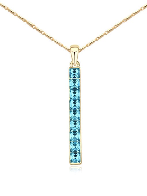 light blue Simple Tiny Square austrian Crystals stack Alloy Necklace