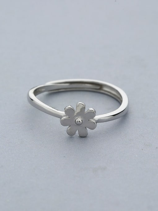 White Women Elegant 925 Silver Flower Ring