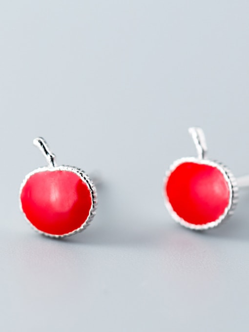 Rosh 925 Sterling Silver With Silver Plated Cute Friut apple Stud Earrings 2