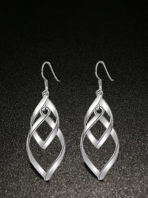 Ya Heng Geometric Leaves-shape Copper Drop Earrings 3