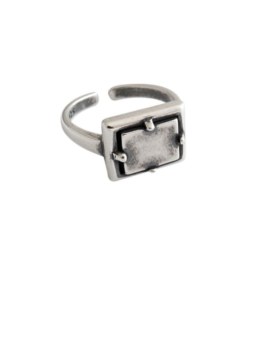 DAKA 925 Sterling Silver With Antique Silver Plated Vintage Geometric Midi Rings