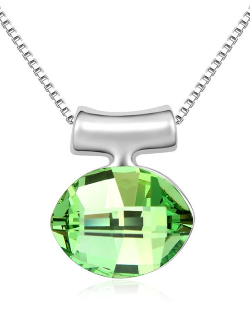 green Simple Oval austrian Crystal Pendant Necklace