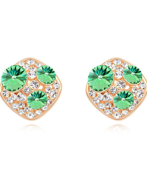 green Fashion Cubic austrian Crystals Champagne Gold Plated Stud Earrings