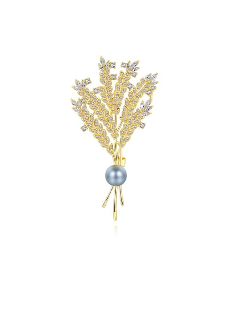 BLING SU Copper With Gold Plated Delicate Wheat ears  Brooches 0