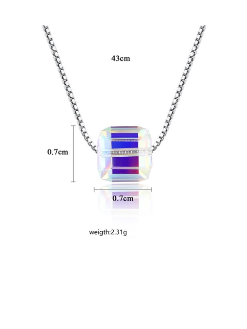 CCUI 925 Sterling Silver With Platinum Plated Simplistic Square Necklaces 3