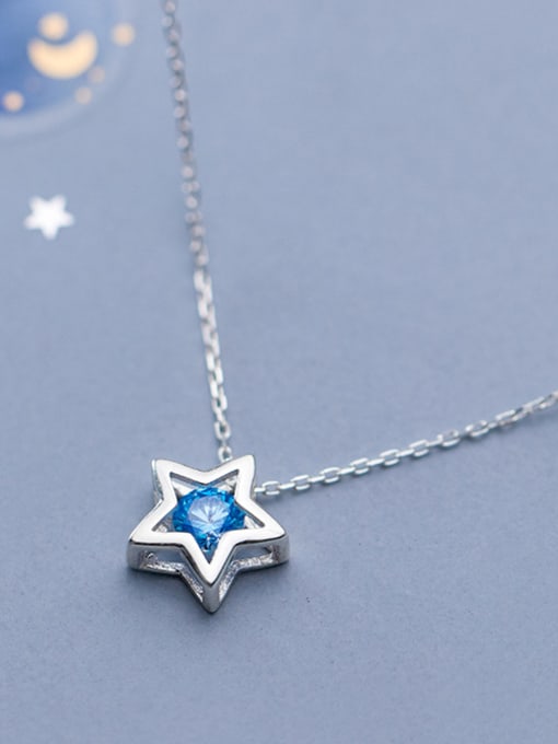 Rosh 925 Sterling Silver With Platinum Plated Simplistic Star Necklaces 3