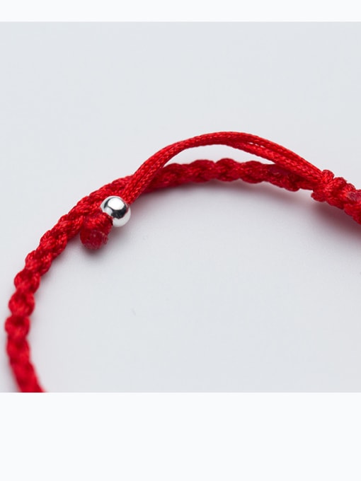 FAN 925 Sterling Silver With Silver Plated Simplistic Dog and Hand knitting red rope Add-a-bead Bracelets 2