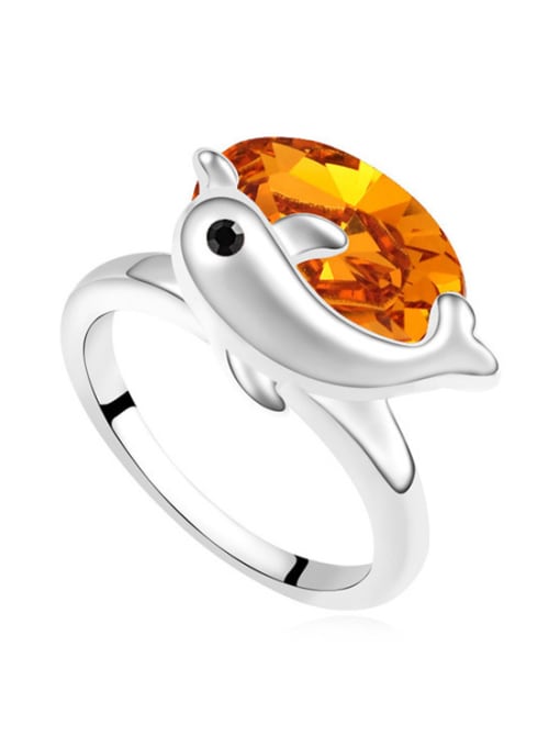 QIANZI Personalized Little Dolphin Oval austrian Crystal Alloy Ring 3
